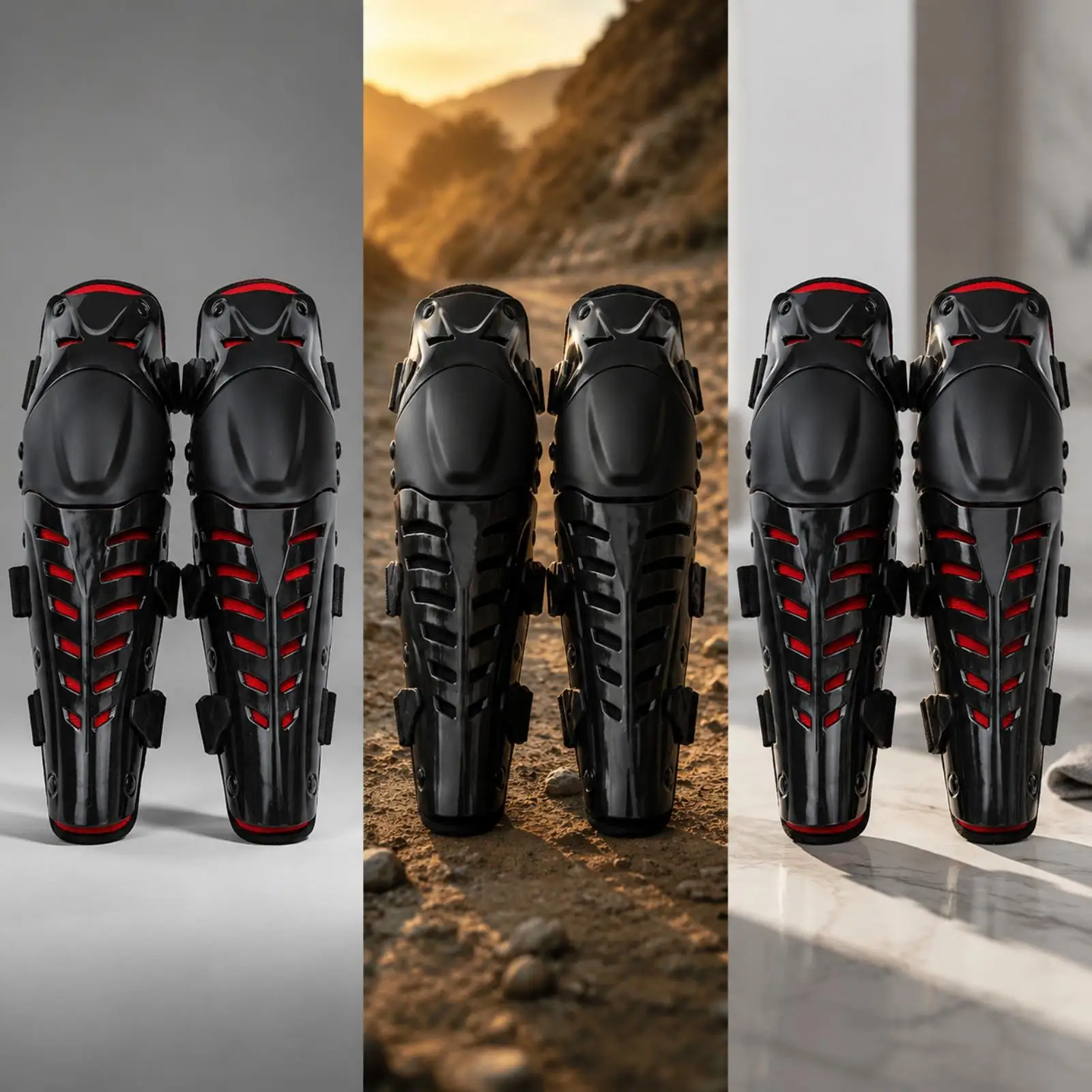 Knee Shin Guards for Motorcycle Riding PP Shell EVA Cushion Ventilated Design for Motocross Skiing Outdoor Sports Protective