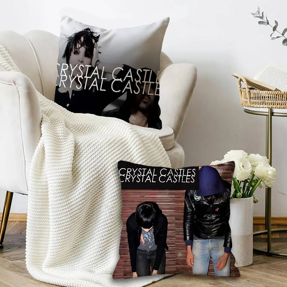 Band C-Crystal Castles Cushion Cover Car Throw Pillow Case For Sofa Car Christmas Gift 40x40cm 45x45cm
