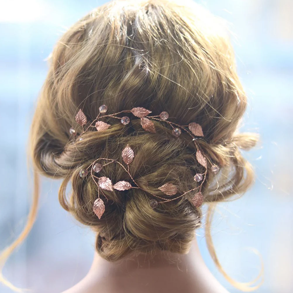

Crystal Hair Accessories Bridal Headbands Rose Gold Rhinestone Wedding Leaf Hair Vine Elegant For Bride Celebration Anniversary
