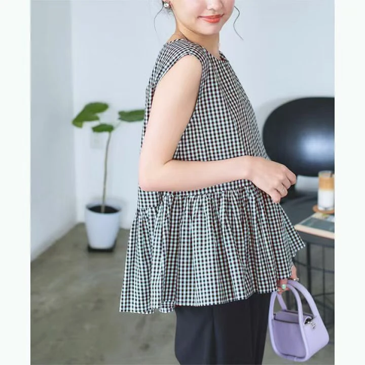 

Свободный крой, хлопковый клетчатый жилет в клетку, дизайнерский женский топ, дышащий удобный круглый пуловер, тонкий весенне-летний