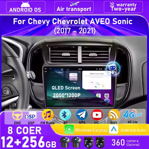 Carplay Android 16 Auto For Chevy Chevrolet AVEO Sonic 2017 - 2021 Car Radio Multimedia Video Player GPS Navigation Head Unit BT