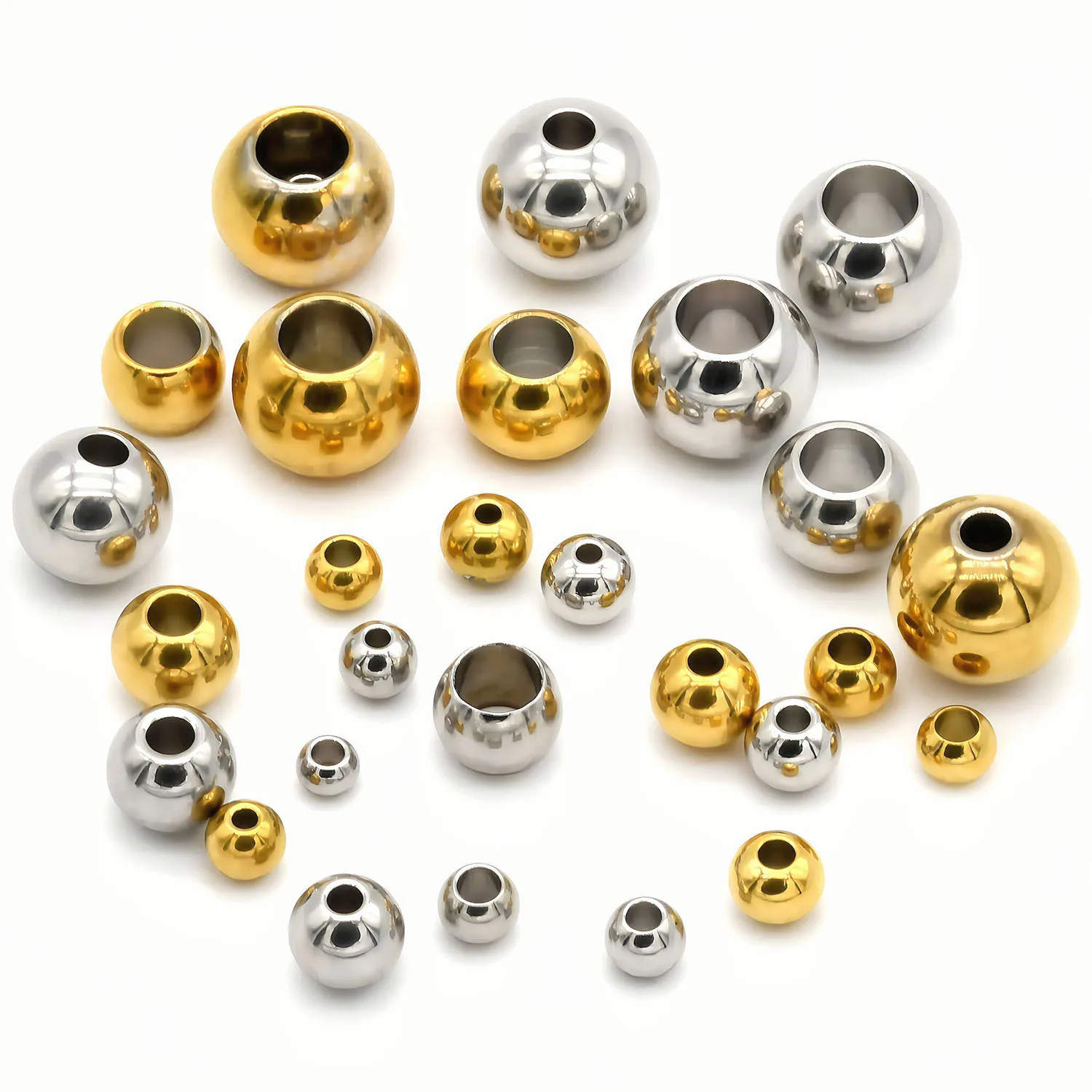 2-12mm Edelstahlperlen für Schmuckherstellung, Lose Metall-Abstandsperlen, DIY Armband Halskette Armbänder, Hochwertiger Großhandel – Detail 4