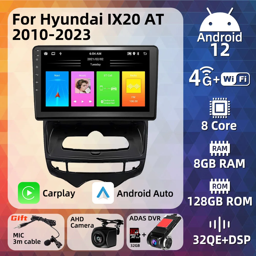 2 Din Multimedia for Hyundai ix20 ix-20 2010 - 2023 Auto AC AT Android Car Radio Stereo Carplay Navigation Autoradio Head Unit