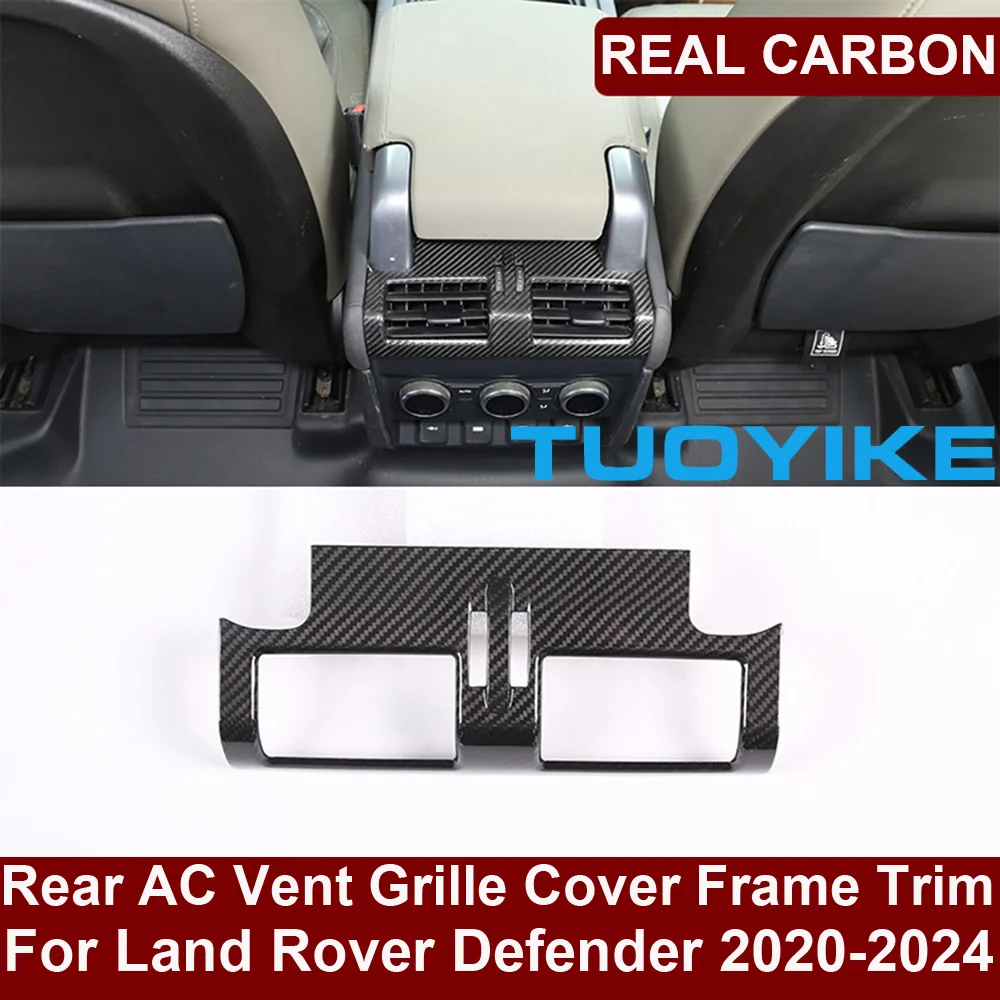 Car Real Dry Carbon Fiber Interior Rear AC Vent Grille Outlet Frame Cover Trim Fresh Decoration For Land Rover Defender 2020-24