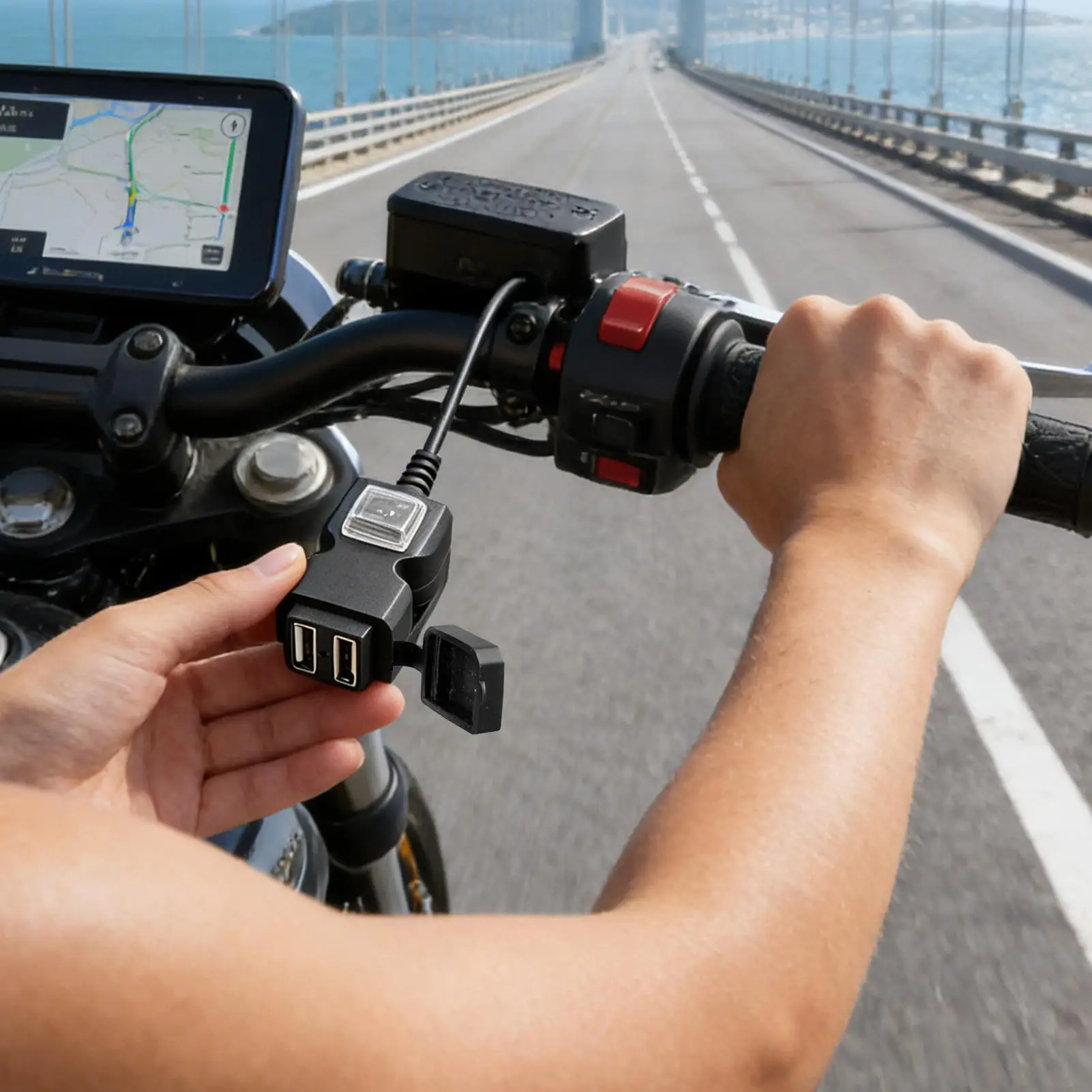 

USB-порт для мотоцикла, водонепроницаемая быстрая зарядная розетка, USB-адаптер для мотоцикла, GPS-устройства, планшета, камеры на приборной панели, мотоцикла, скутера