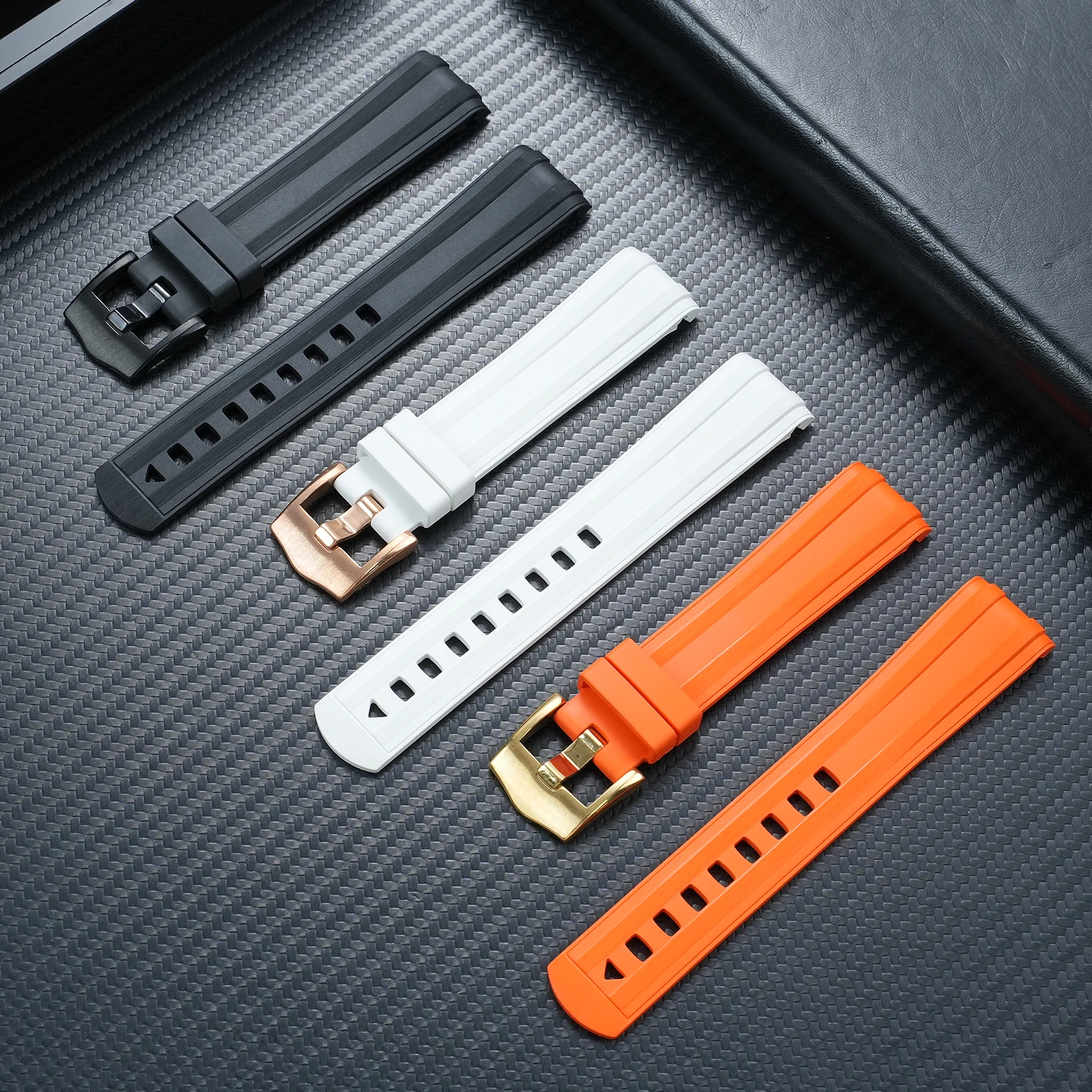 Curved FMK Fluorocarbon Rubber Strap, 20 mm, for Omega Seamaster 300 (both new and old models) and Seamaster 600 Watches