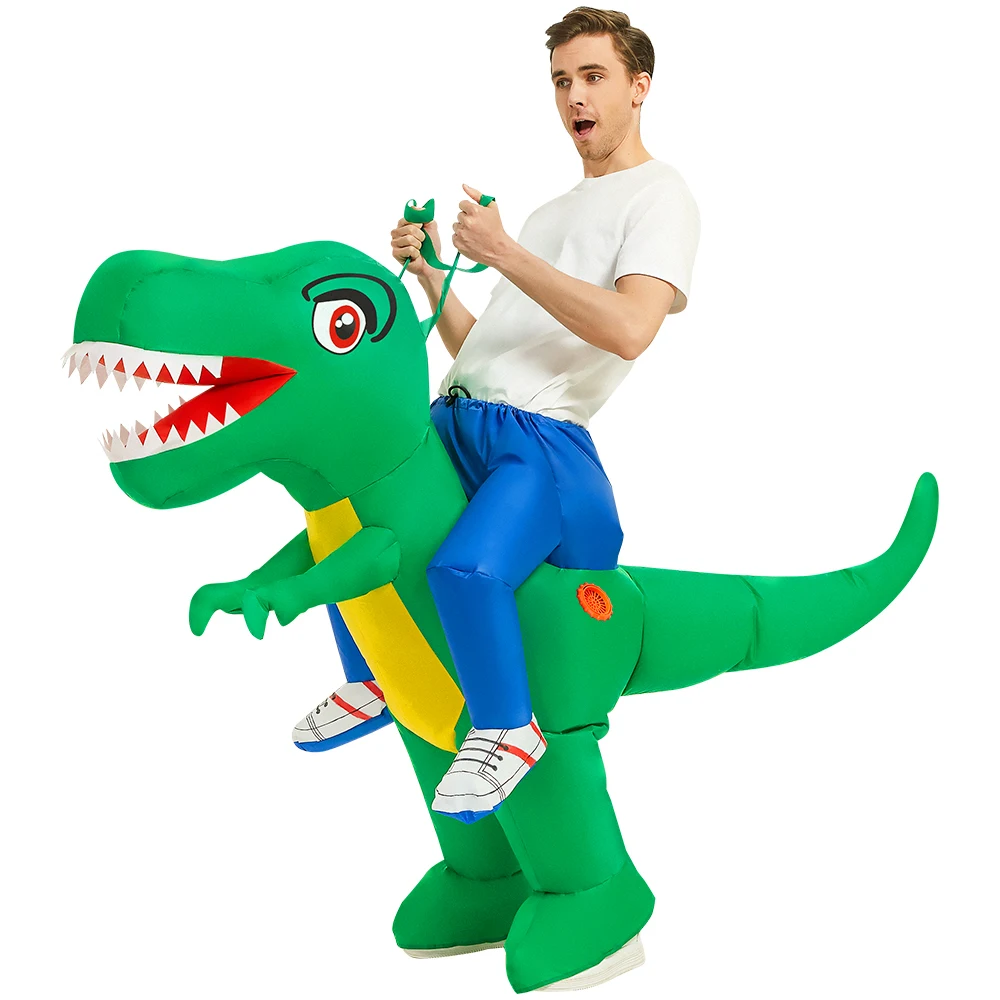 Großäugiges Dinosaurier-Mount-Kostüm für Erwachsene, aufblasbare Fahrt von T-Rex, lustiger Anzug für Erwachsene, Cosplay, Karneval, Rollenspiel, Halloween-Party-Bekleidung