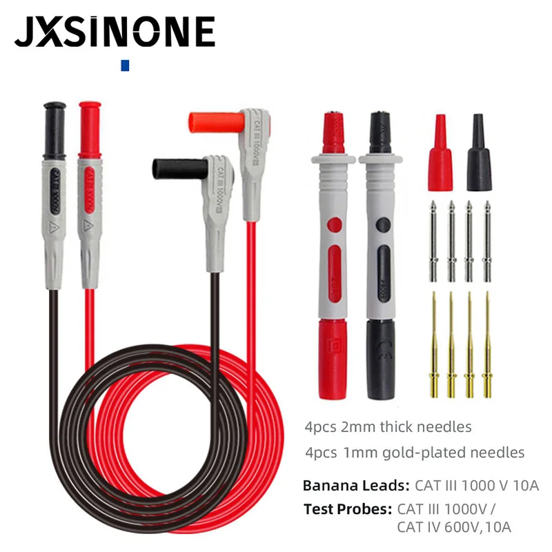 JXSINONE P1308C 20PCS Multimeter Test Leads ชุดกล้วย PlugTest Hook สายเจาะ Probe เปลี่ยนได้เข็มคลิปจระเข้