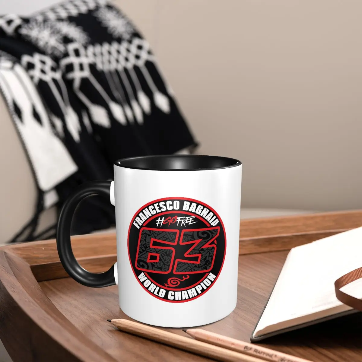 

Кружка Pecco Bagnaia 63, забавные керамические кофейные чашки, чайные кружки, чашка для молока, посуда для напитков, подарки для женщин и мужчин