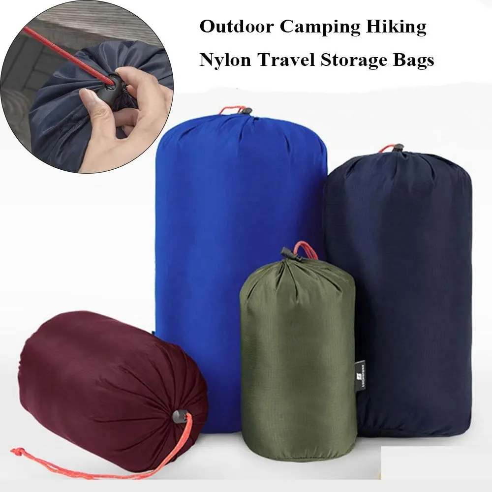 Outdoor Camping Hiking Fitness Nylon Travel Storage Bags Ultralight Waterproof Down Sleeping Bags Drawstring Pouch Travel Kits