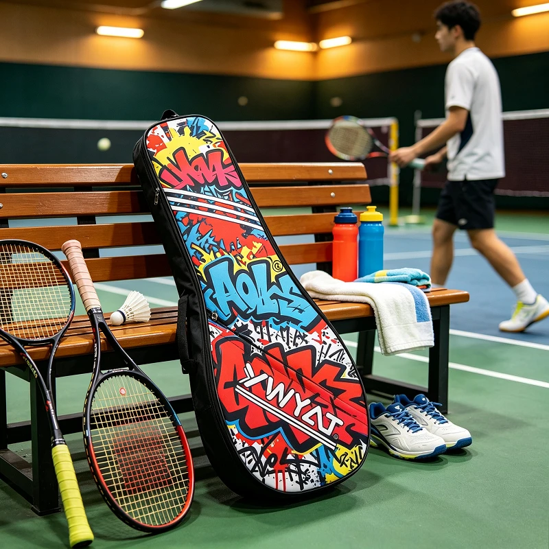 Unisex Large Capacity Badminton Backpack Holds 2 Rackets, Shoulder Tote Portable Sports Bag, Scratch Resistant Sturdy Durable