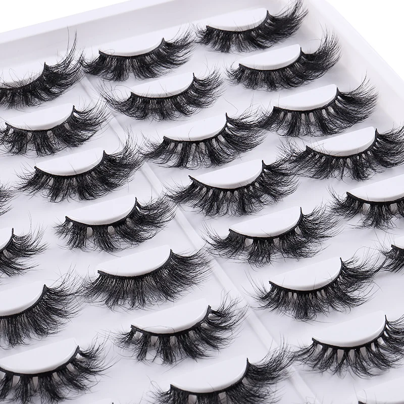 

Factory wholesale New 16 pairs 100% handmade curly thick natural faux mink eyelashes mix styles false eyelashes