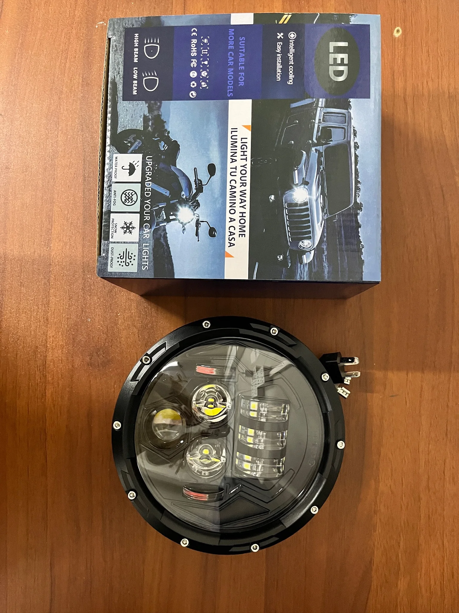 

7-дюймовая круглая светодиодная фара H4 Hi-Lo с Halo Angel Eye DOT E9 белого янтаря для Yamaha Harley Jeep Jk Lada 4x4 Uaz автомобильные аксессуары