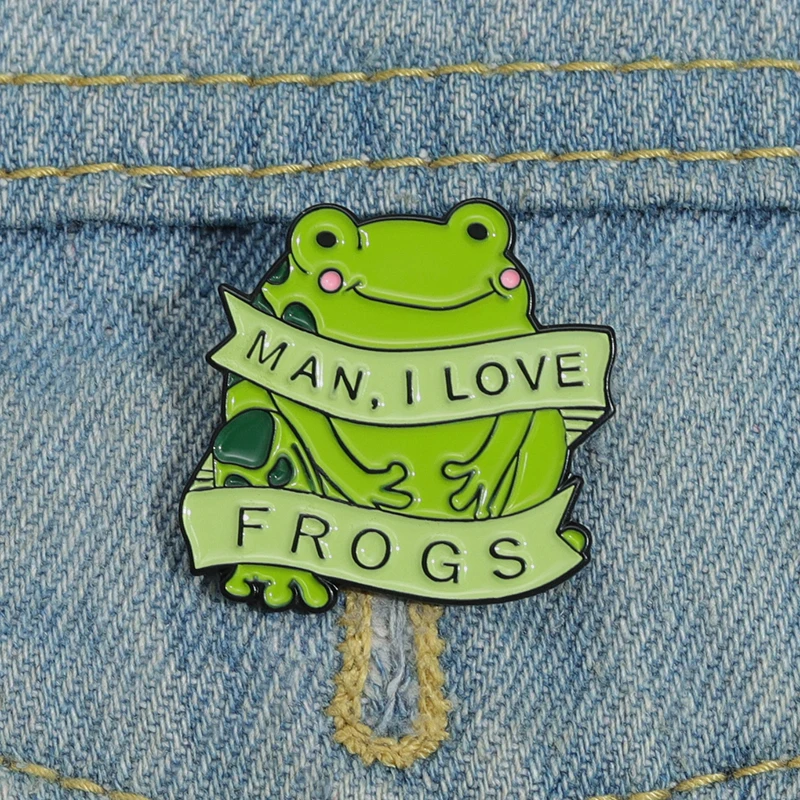 I Love Frogs Enamel Pins MILF Cartoon Brooches Lapel Badges Funny Animal Jewelry Gift for Man woman wholesale