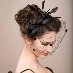 Vintage Nupcial Pena Net, Birdcage Face Veils, Wedding Party Fascinators, Acessórios de Cabelo, Noivas Blusher, Headpiece