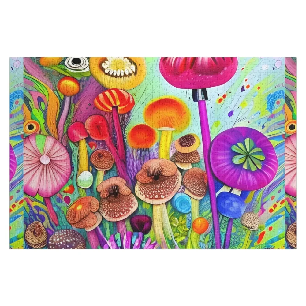 Colorful flowers and mushrooms Jigsaw Puzzle Custom Child Customizable Gift Puzzle