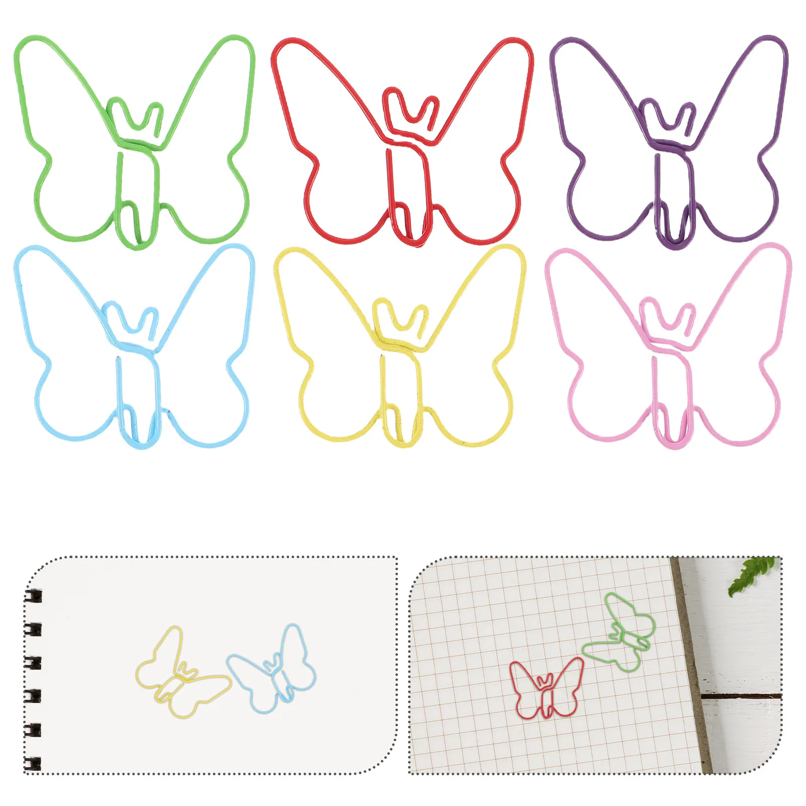 60Pcs Creative Colored Paper Clips Butterfly Shaped Macaron Colors Office School Organizing Decorative Metal Paperclips Bulk