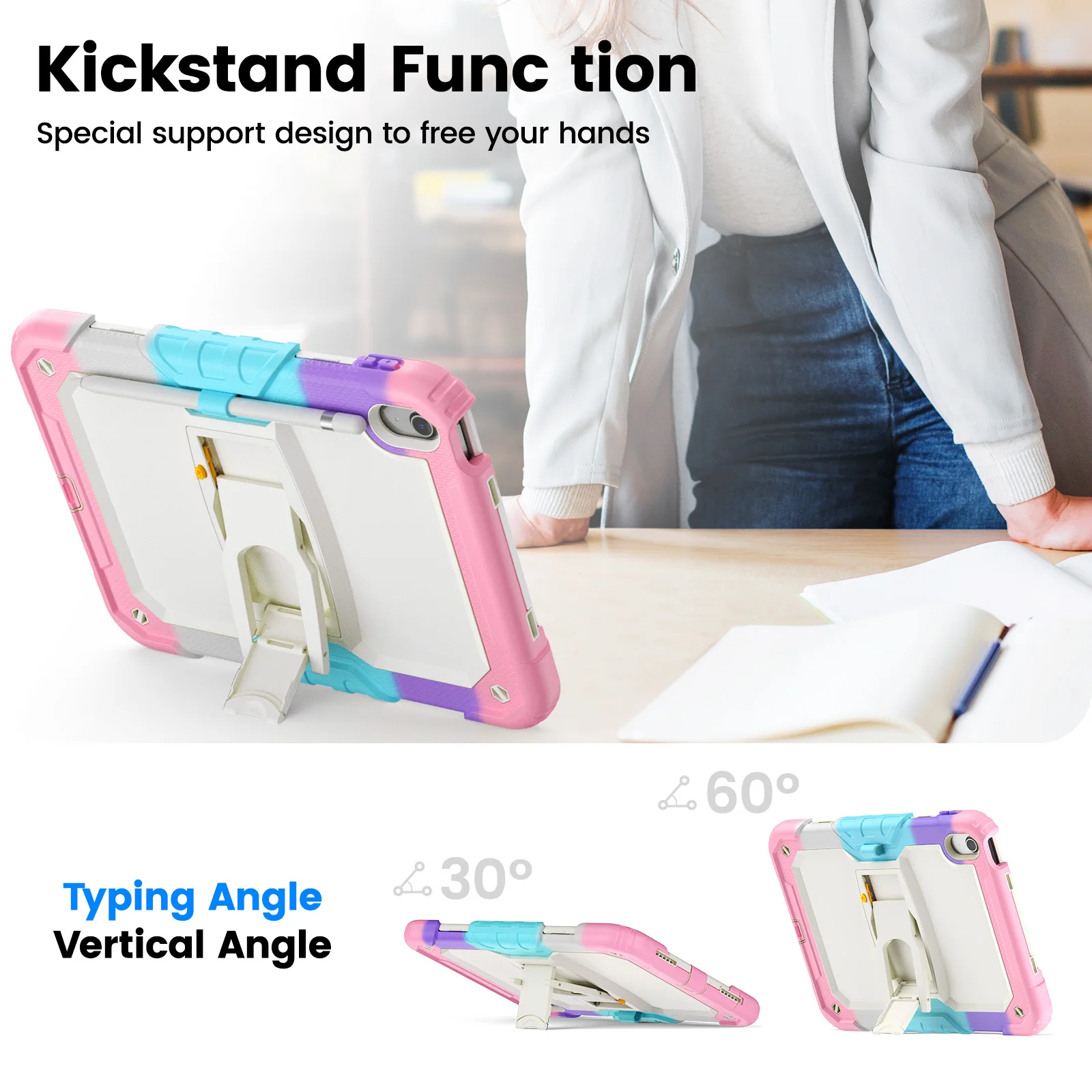 Hybrid Case For iPad A16 2025 11th 10.9 2022 10th 10.2 7th 8th 9th Gen Air 2 Pro 9.7 2017 2018 Kickstand Heavy Duty Tablet Cover