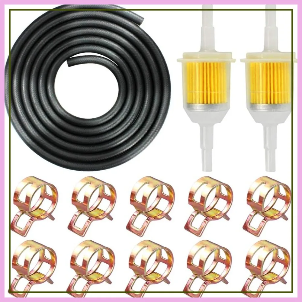 

1/4" Fuel Line Kit - 6ft Hose + 2 Filters + 10 Clamps for Small Engines