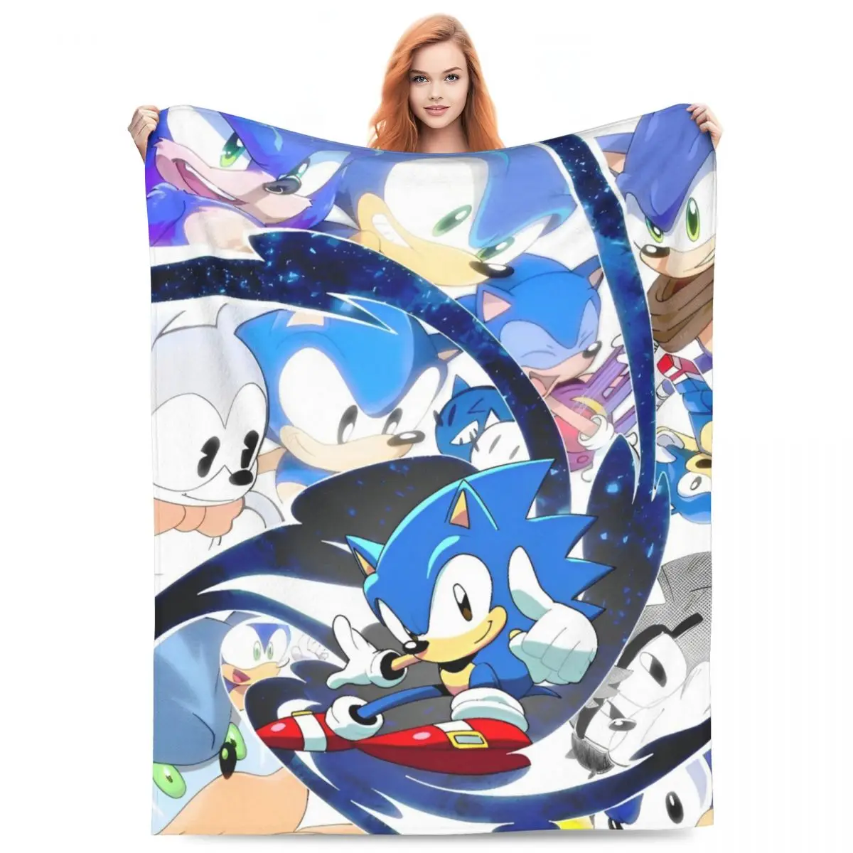 S-Sonics The H-Hedgehogs Plush Blankets Funny Throw Blankets for Sofa Bedding Lounge 200x150cm Plush Thin Quilt