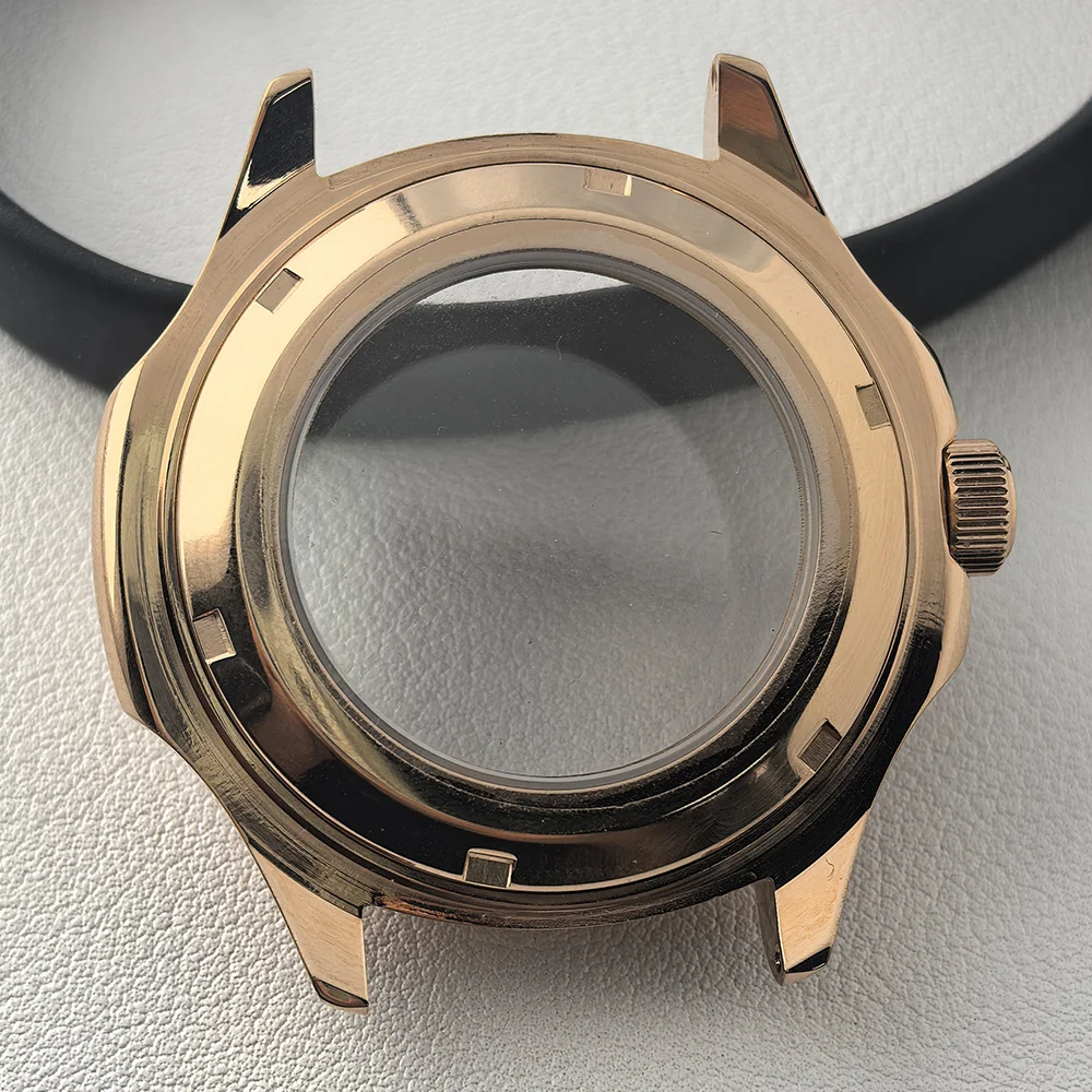 39.5 مللي متر ساعة رجالية علبة فولاذية وردية بها حلقة داخلية تناسب NH35 NH36 ساعة يد تعمل بالحركة أجزاء لساعات المعصم الزجاجية الياقوت صندوق الساعة