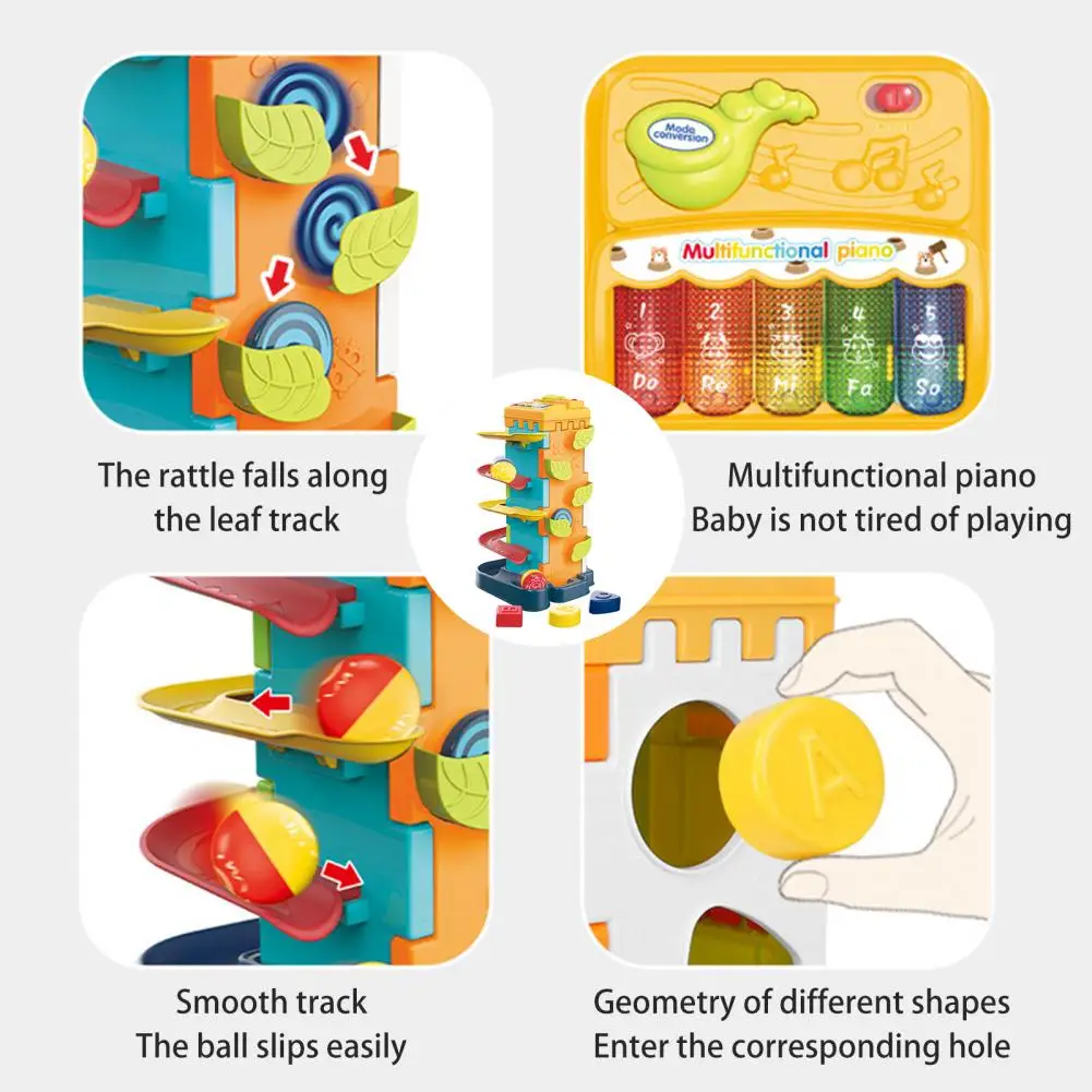 Educational Assembly Toy Educational Geometric Shape Sorter Toy with Piano Track Game Ball Drop House for Toddlers for Boys