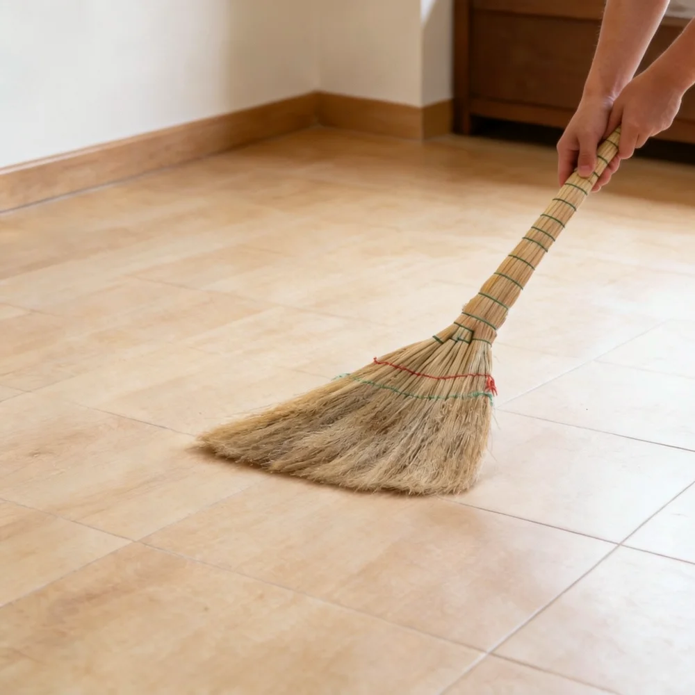 Natural Material Sorghum Broom Handmade Thickened Bristles Outdoor Patio Garden Floor Sweeper Tool For Daily Home Cleaning