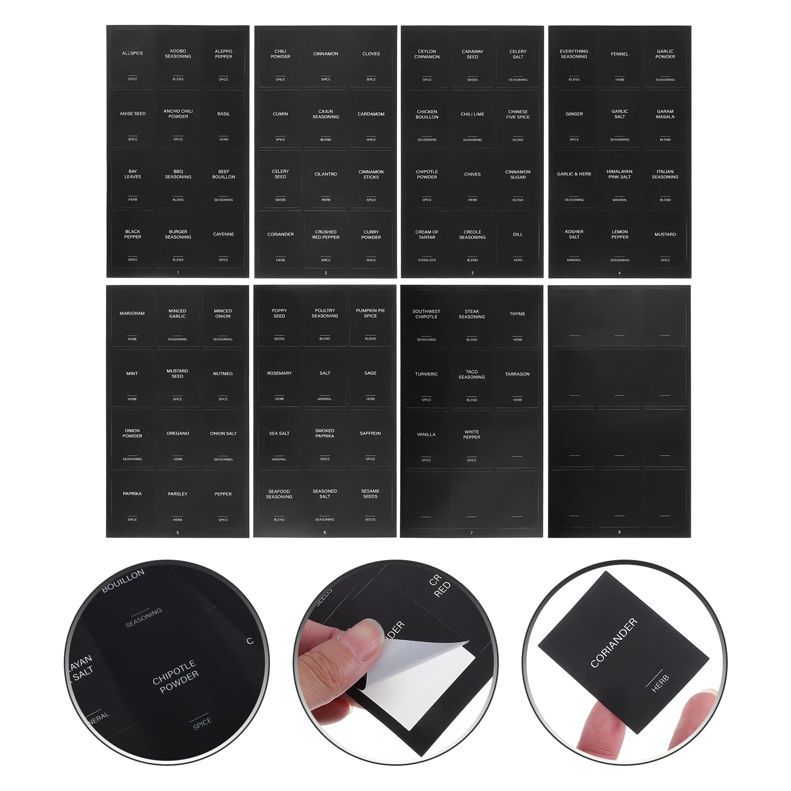 

Waterproof Kitchen Labels Rectangle Spice Stickers Pantry Organization Self-Adhesive Food Jar Label Stickers For Seasoning