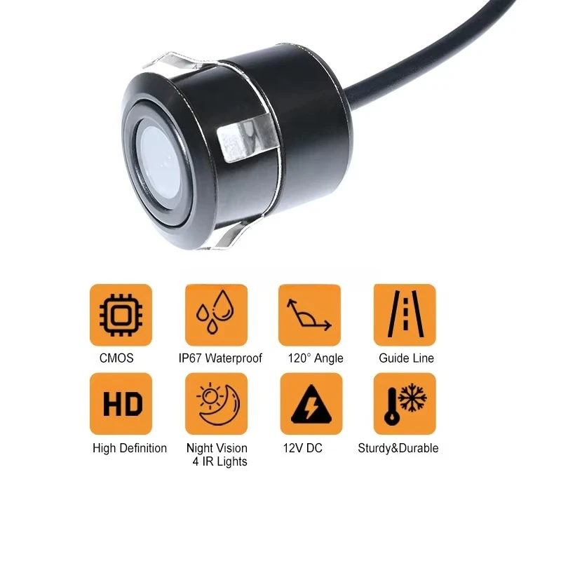 18.5Mm Flush Mount AHD CVBS Mini Car Reversing Camera Custom Wide Angle Waterproof CMOS CCD Norma or Reverse Imaging