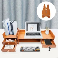 Rechteckiger Computer-Monitor-Riser-Schreibtischständer mit Schloss-Aufbewahrung für reduzierte Nackenbelastung – passend für Monitore, Laptops, Holz