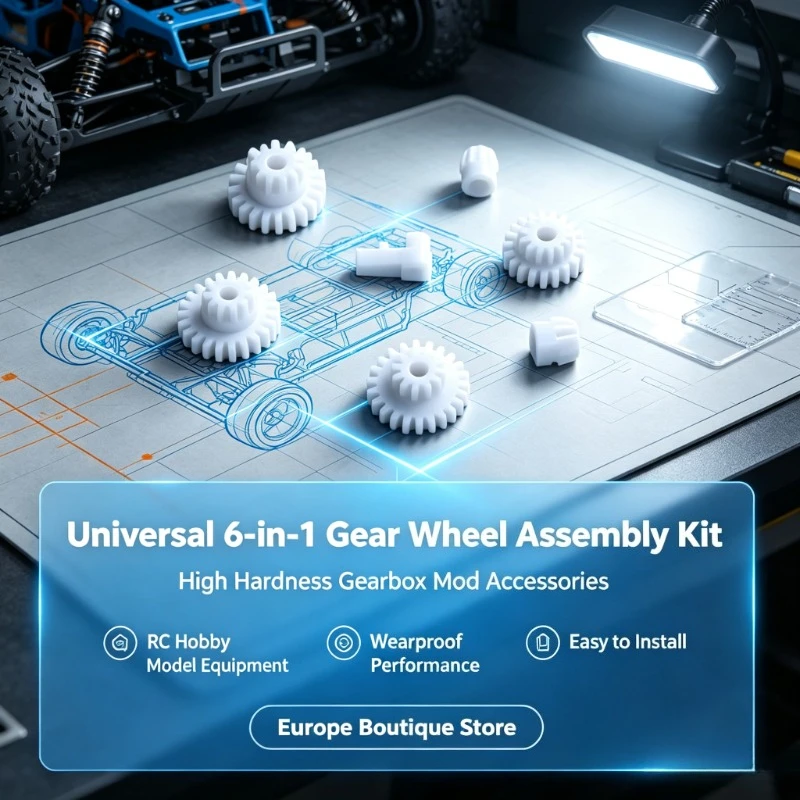 6-in-1 Gear Wheel Assembly for RC Hobby, High Hardness Wear-resistant Gears, Model Gearbox Modification Supplies