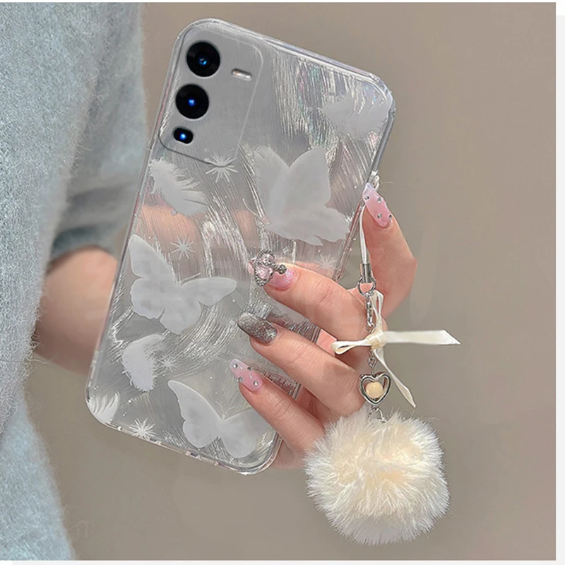 جراب هاتف أبيض لامع على شكل فراشة لـ oppo reno 5 lite 10 11 pro 6 7 8 4 lite 8t العثور على x3 x6 pro x5 lite