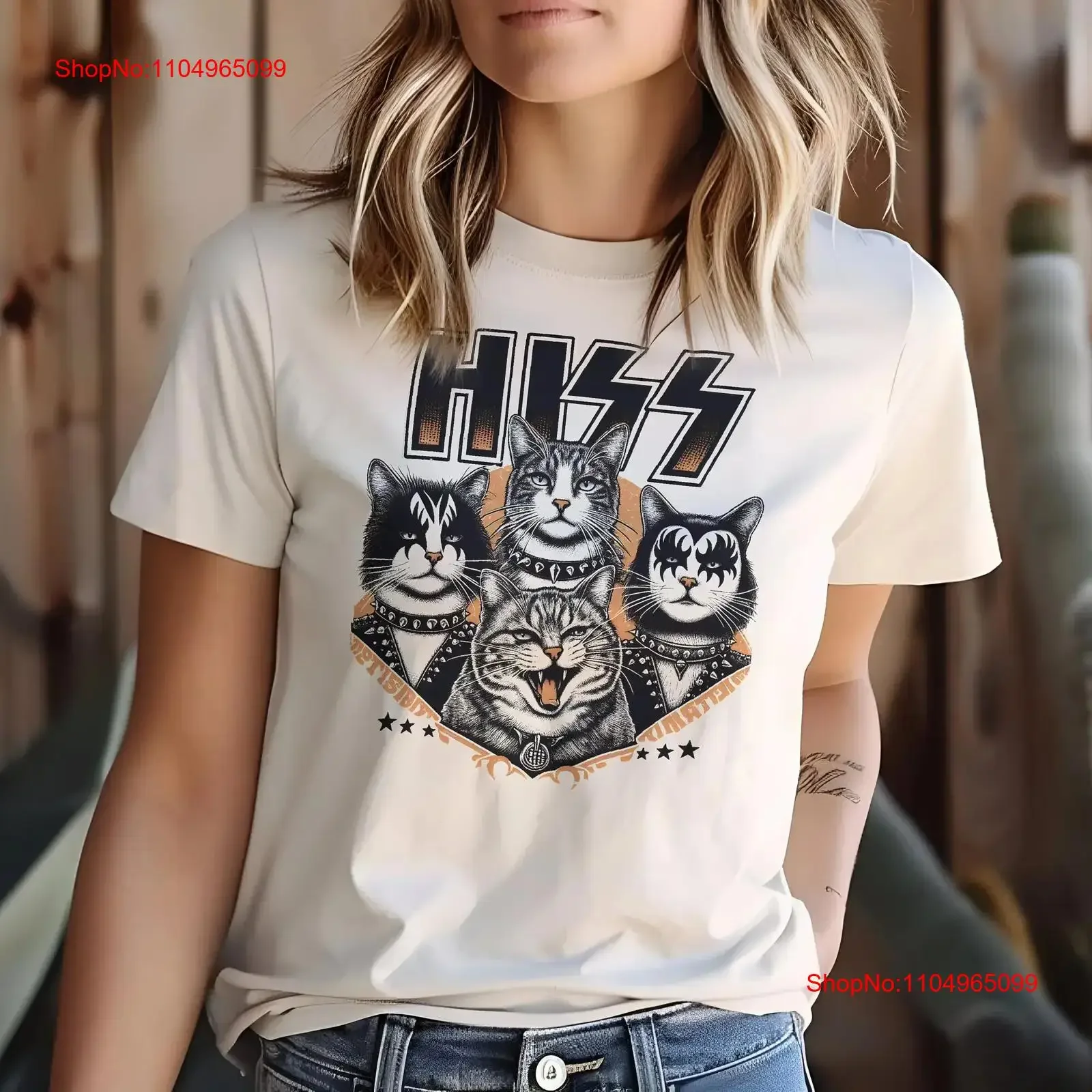 

Футболка Hiss Funny Cat Kiss Band для любителей животных, незаменимые размеры S 5XL, винтажные, слегка стильные, универсальные, мягкие