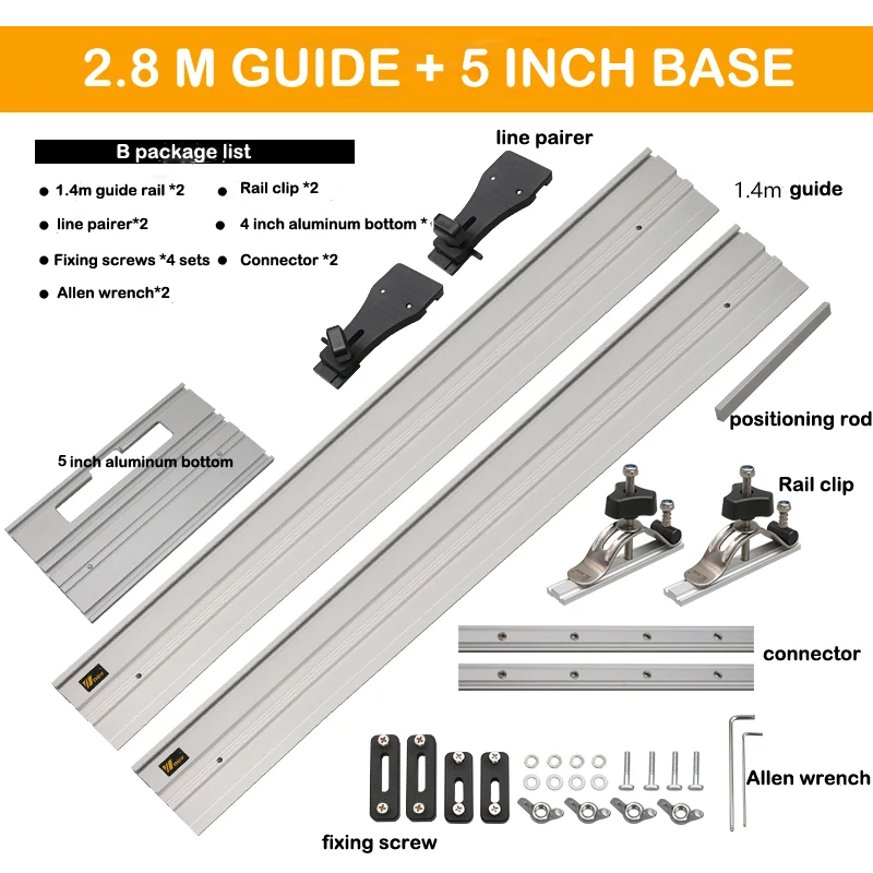 مسار سكة توجيه دائري مع قاعدة منشار قابلة للتعديل ، طبقات مزدوجة ، أدوات عمل ، قطع خط مستقيم ، خشب