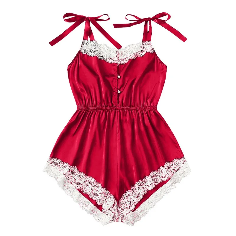 Sexy Lingerie Sleepwear Summer Women's Halter-neck Princess Nightgown  Sexy Pearl-buttoned Lingerie Nightdress for Home Wear
