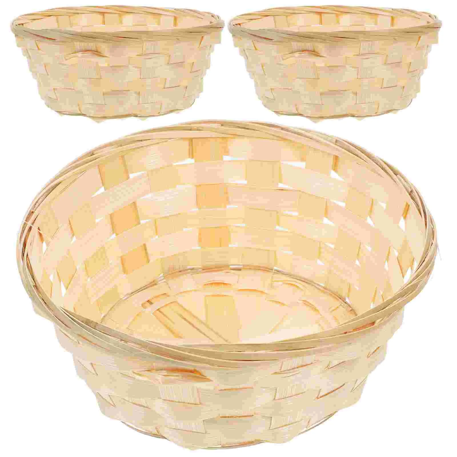 3 Pcs Baskets Bamboo Egg Tray for Gathering Fresh Eggs Woven Household Desktop Storage Bin