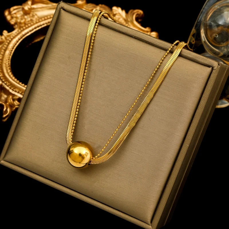 EILIECK 316L Rvs Mode Kralen Ketting Voor Vrouwen 2024 Nieuwe Effen Kralen Hals Ketting Waterdichte Sieraden Gift Colar
