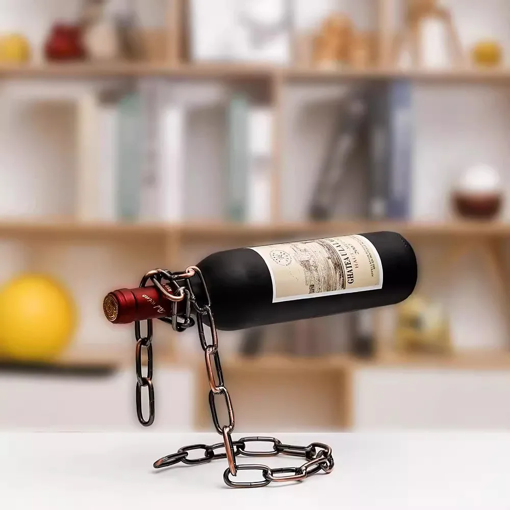 

Creative Magic Metal Hanging Chain Wine Rack Vintage Creative Restaurant Bar Bracket Display Rack Home Decoration Gift Holder
