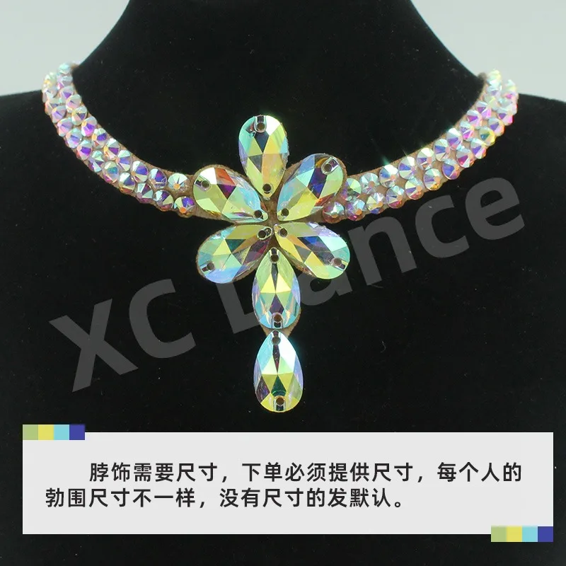 Customized Latin Dance Performance Neck Accessories Competition Diamond Necklace Waltz Belly Dance Costume