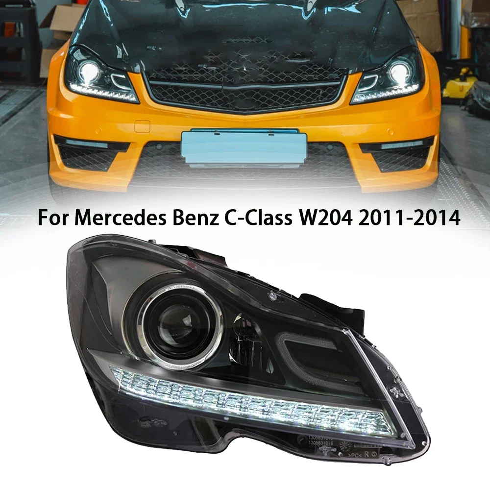 

Автомобильные фары для Mercedes-Benz C class W204 2011-2014, высокий стиль, светодиодные автомобильные фары в сборе, комплект аксессуаров для линз проектора