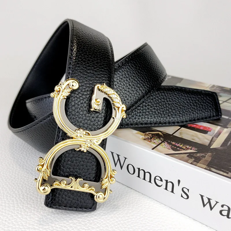 2025 جديد الرجال حزام جلد طبيعي السلس مشبك ليتشي الحبوب نمط قابل للتعديل حزام الخصر للأعمال جينز غير رسمي