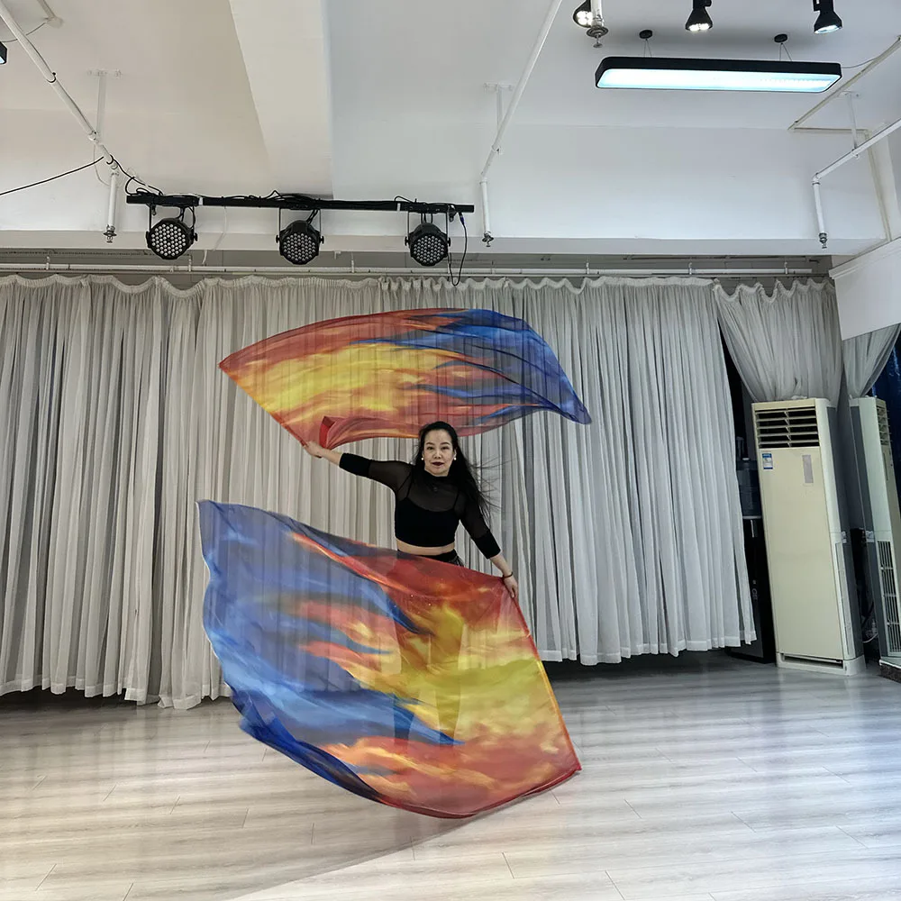 160*110cm Stage Props Worship Flag with Scalable Rods Belly Dance Praise Flags Faith Worship Rectangle Angel Wing Flags 2pcs