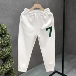 2022 Spring Autumn Men's New Fashion Embroidery Casual Pants Loose Straight Tube Solid Color Versatile Comfortable Harem Pants