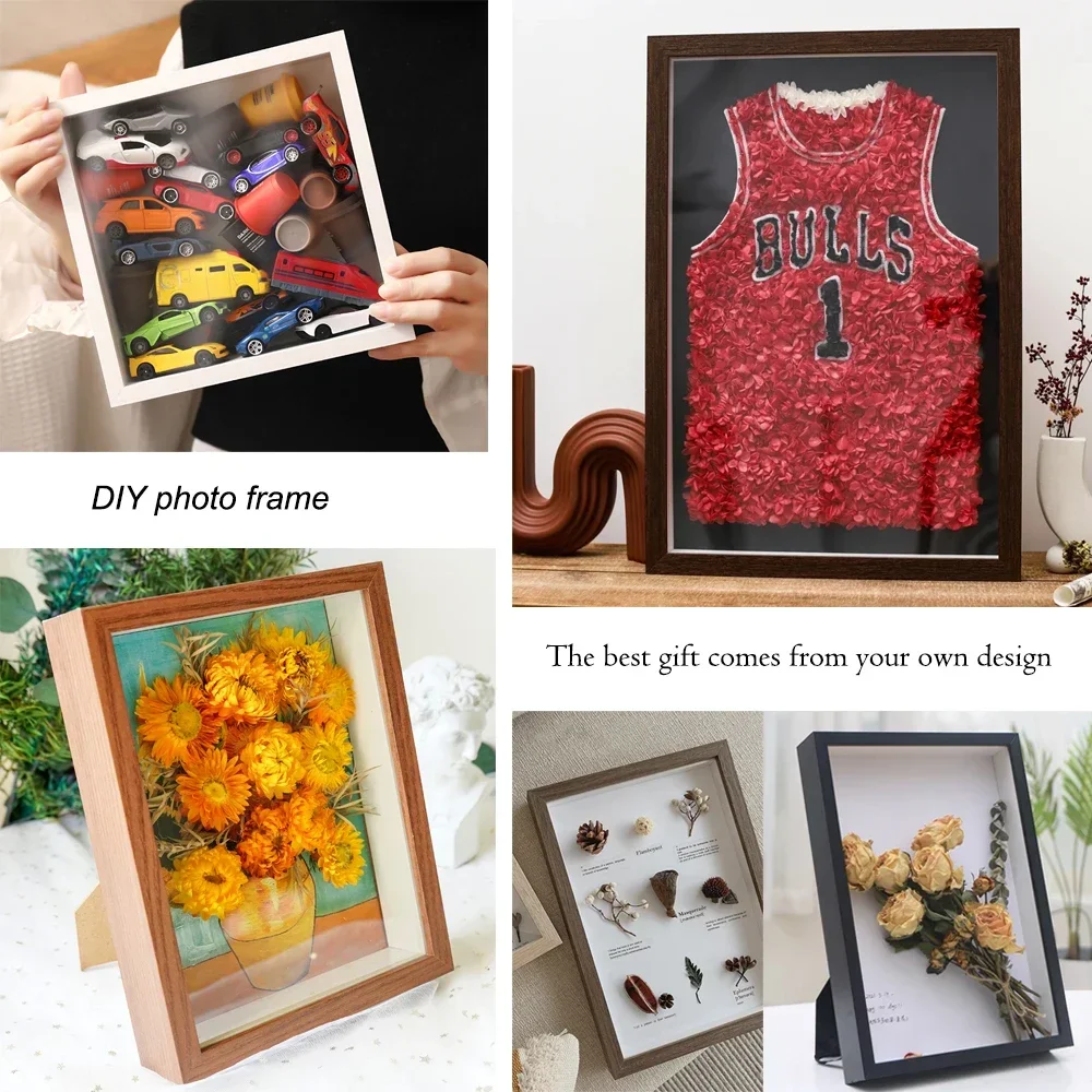 2pcs 3d Photo Frames Wooden Picture Frame Depth 5cm Nordic Shadow Box Dried Flower Specimens Holder Handmade DIY Gift Home Decor