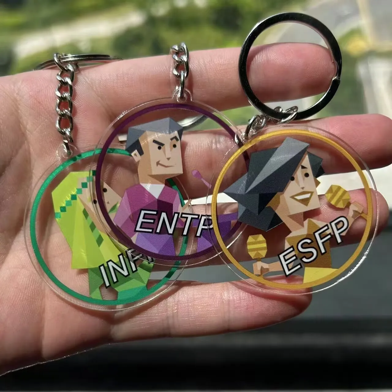 سلسلة مفاتيح شخصية من mbti Type 16 قلادة رسام صغيرة من الأكريليك المحيطي، قلادة حقيبة مدرسية، هدية قلادة للزوجين