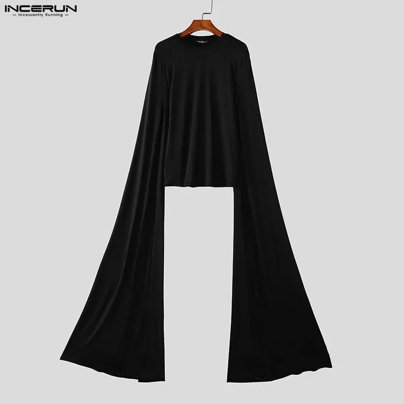 

Мужская футболка INCERUN, однотонная, с круглым вырезом, с длинным рукавом, повседневная, вязаная, уличная мода, размеры S-5XL