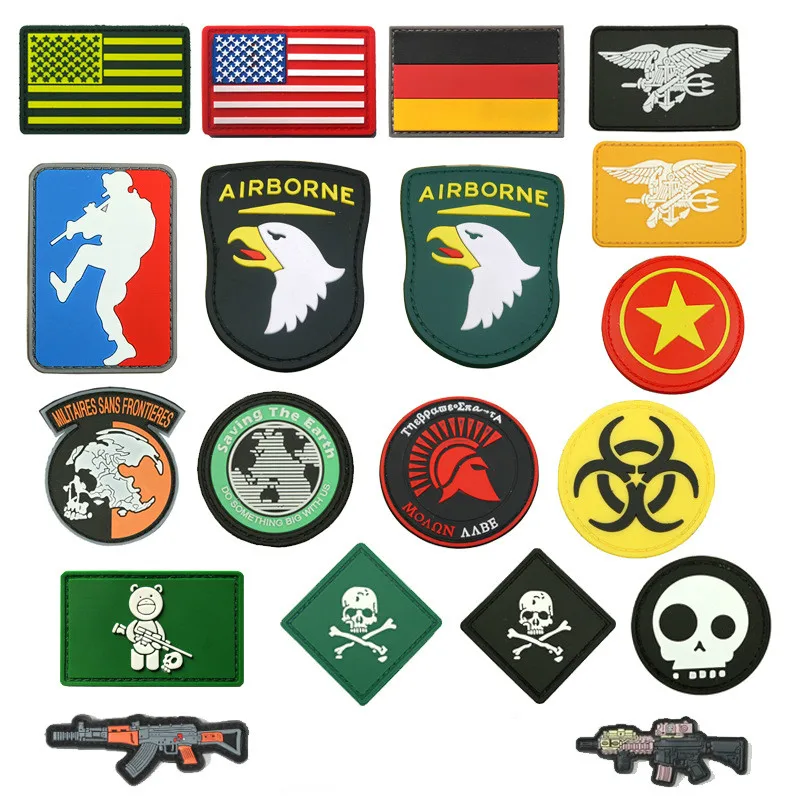 US101 Airborne Armband Waterproof Hook and Loop Patches Break in PVC US Flag Military Outdoor Bag Clothes Sticker Badge Applique