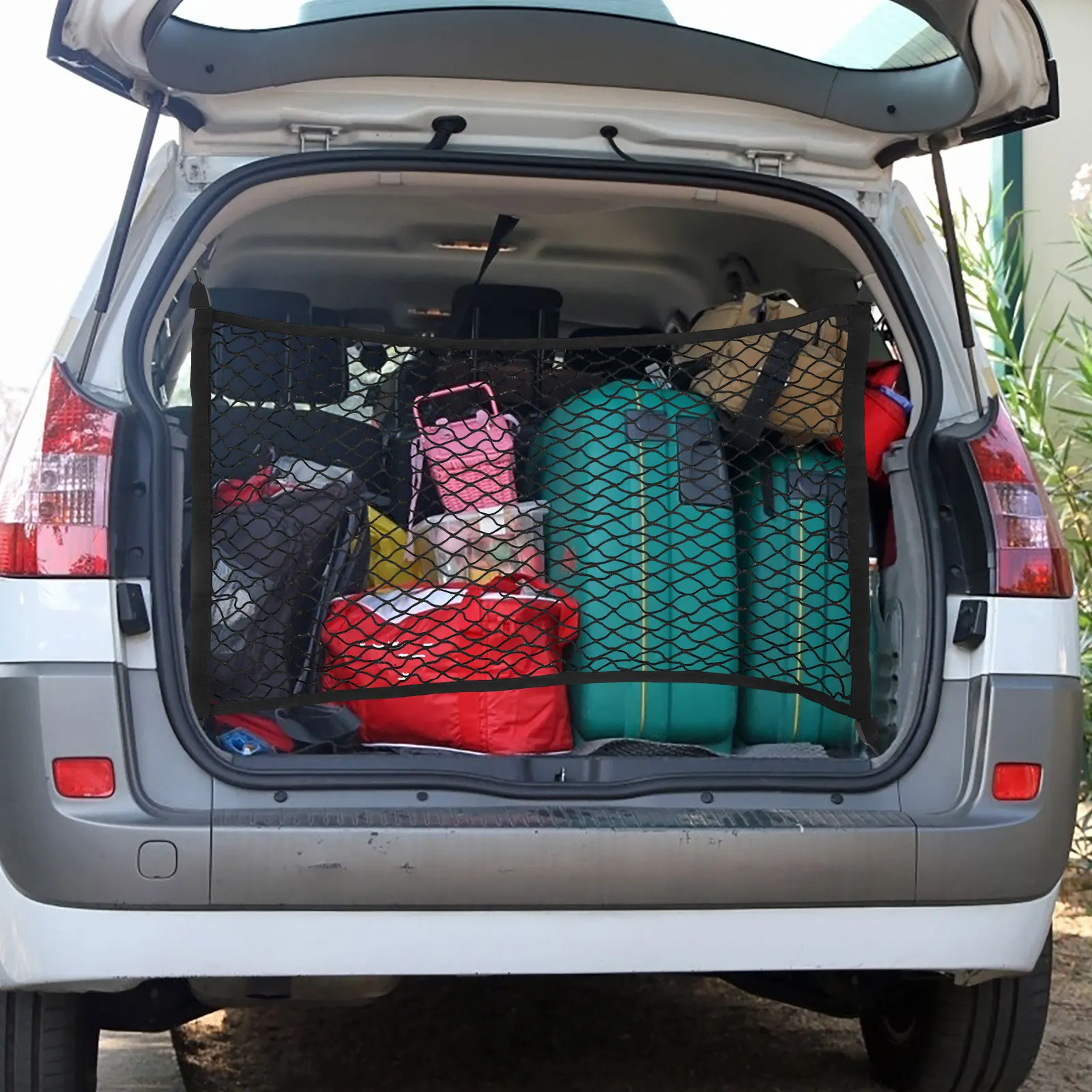 

Car Storage Network Universal Cargo Bag Hooks SUV Trunk Organizer Automotive Mesh Accessories Elastic