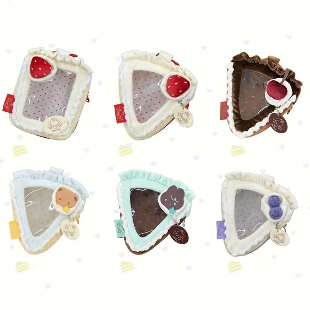 Image of Niedliche 10cm Puppen-Präsentationstasche mit Reißverschluss, Kawaii Aufbewahrungsbeutel mit Klarsichtfenster, Charmante Süße Erdbeerkuchen-Tasche als Geschenk