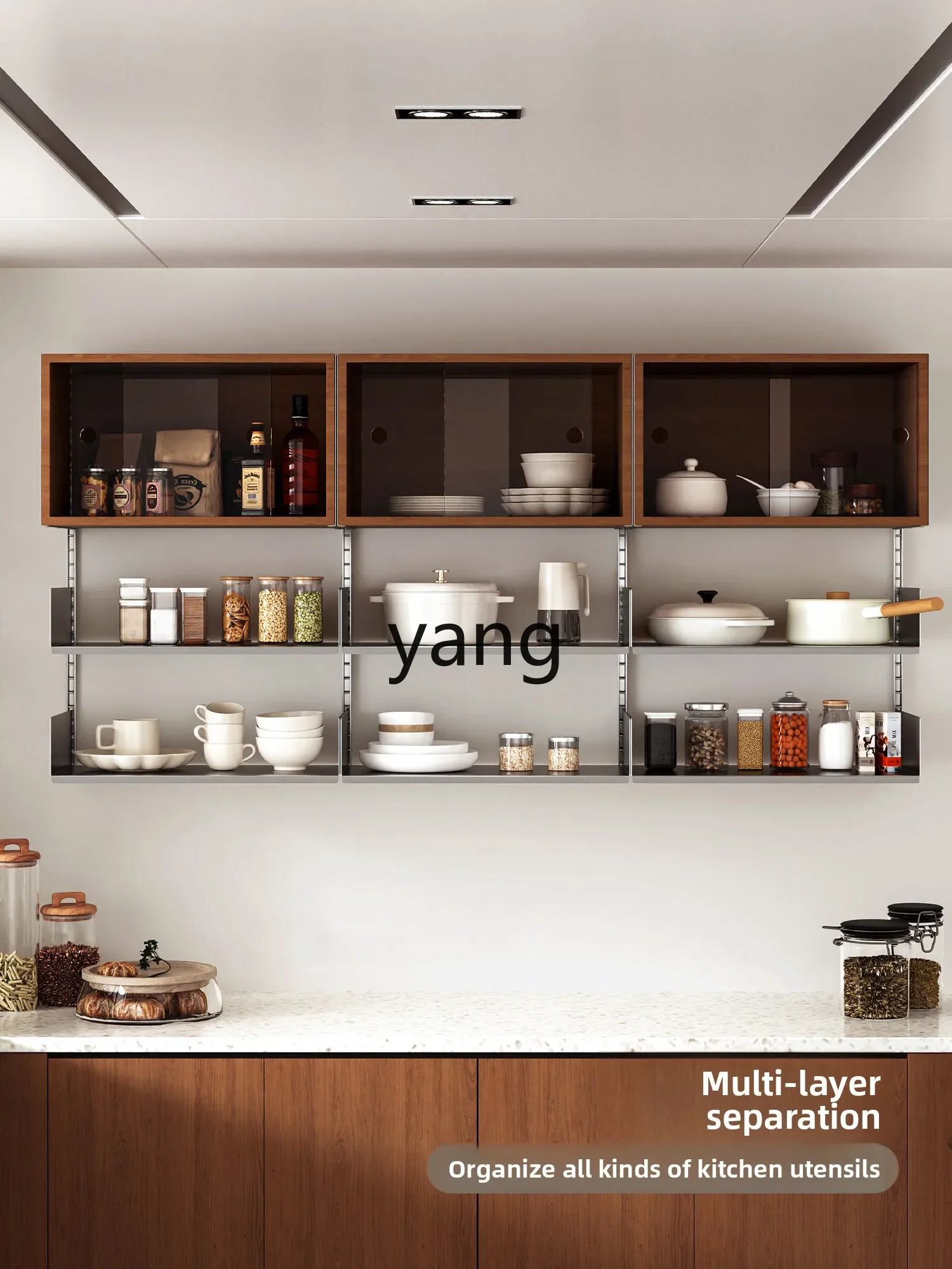 yjq medieval style suspension rack office integrated desk rack multi-functional wall cabinet
